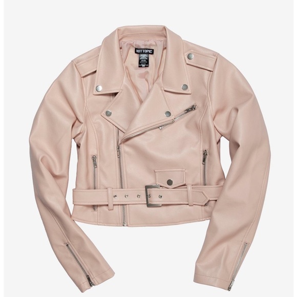 Hot Topic Jackets & Blazers - Ht Blush Pink Moto Girls Faux Leather Jacket plus size 3